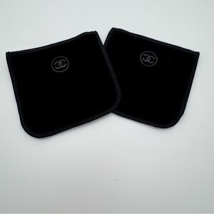 CHANEL Black Velvet Compact Pouches Set of 2 CC Makeup Dust Bags